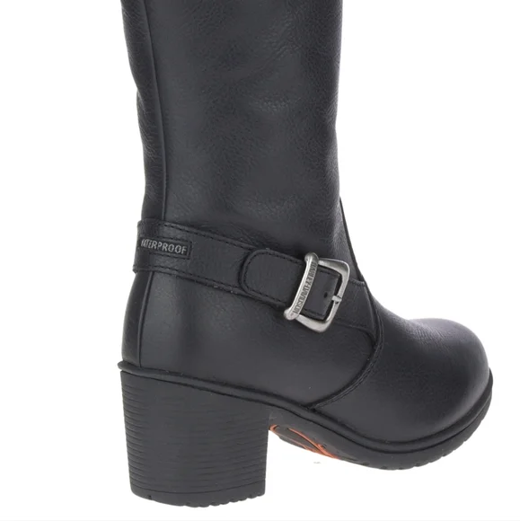 Harley-Davidson Black Knee-High Lace-Up Heeled Boots - Picture 10 of 12